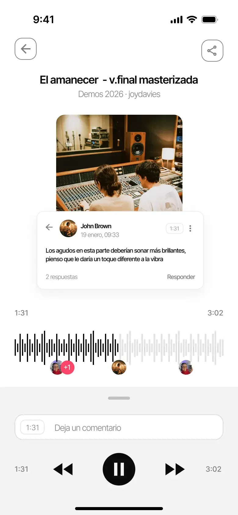 Notas ancladas al momento preciso del audio.