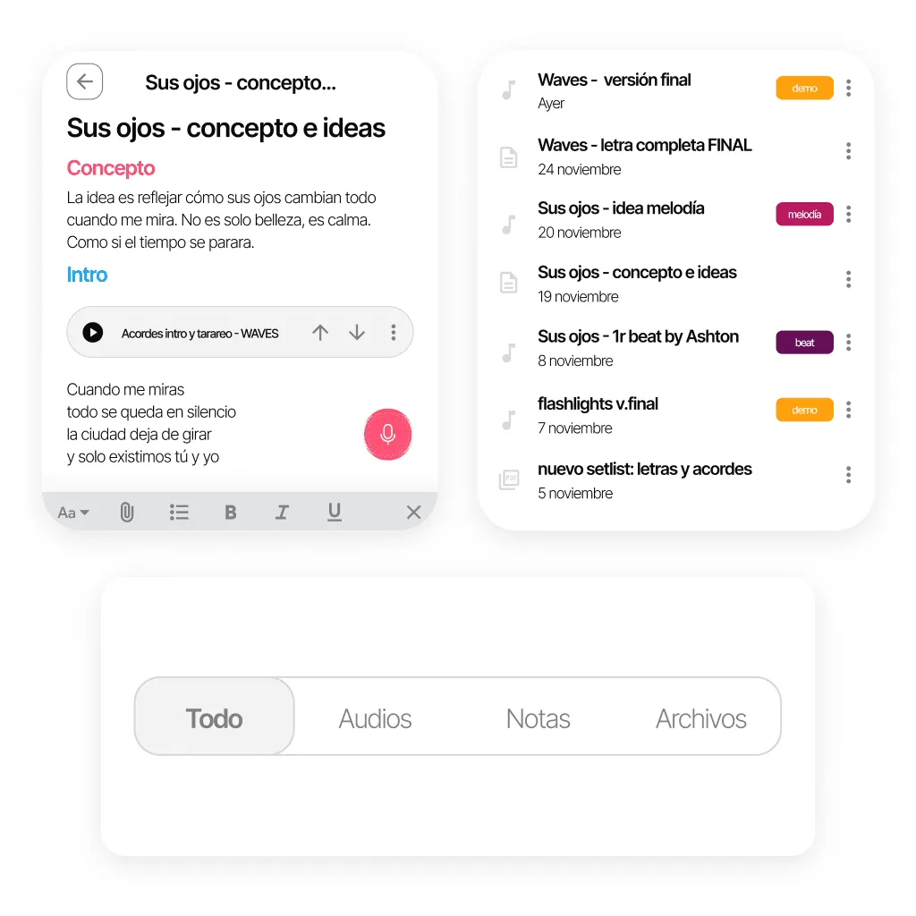 Nota con letra de canción y archivos de audio etiquetados en Zoundroom