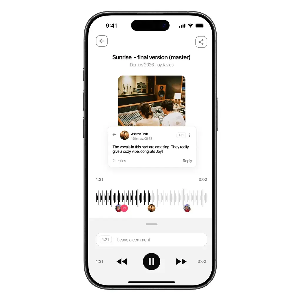 Time-stamped comments directly on your audio