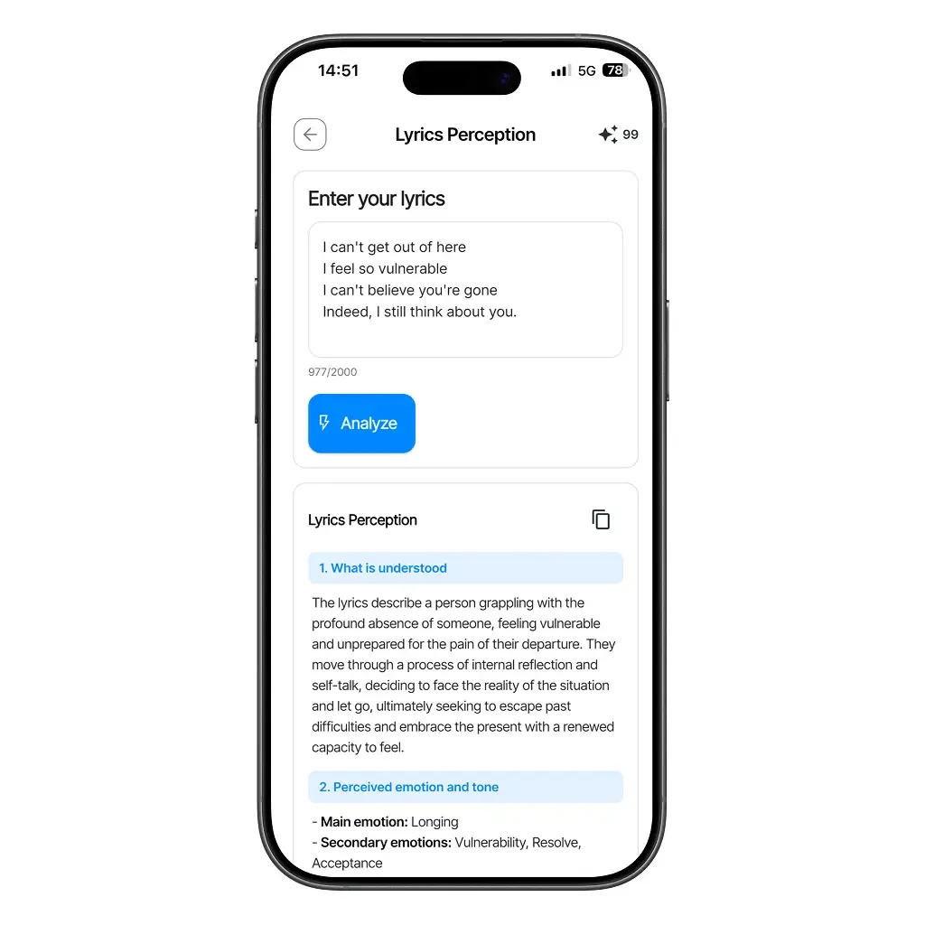 Lyric Perception in the AI Assistant